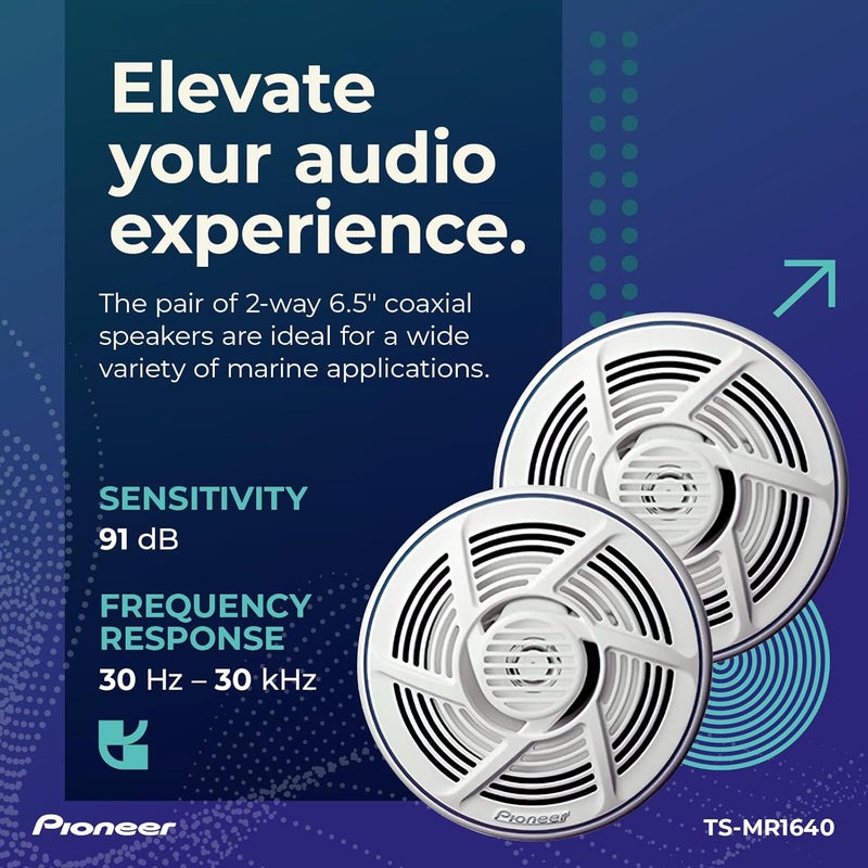 Pioneer TS-MR1640 6.5 Inch 2-Way Coaxial Loudspeaker - Salt-Waterproof, 160 Watts, White - Image 5